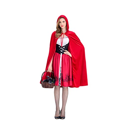 IMIKEYA Rotkäppchen Kostüm Für Frauen Halloween Rotkäppchen Kleid S Mit Rotem Umhang Für Kostümparty Und Karneval Bezaubernde Rotkäppchenkleidung Für Damen von IMIKEYA