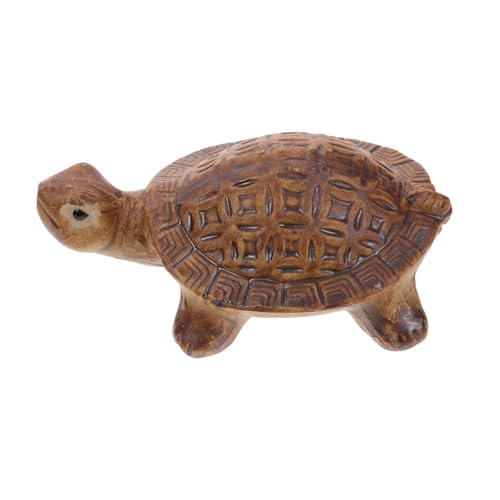 IMIKEYA Schildkröten-Ornamente Mini-schildkrötenstatue Schildkröten Zeug Tank Kleine Terrarienfigur Verstecke Aquarium- Feng-Shui-schildkröte Plüsch Light Brown Keramik von IMIKEYA