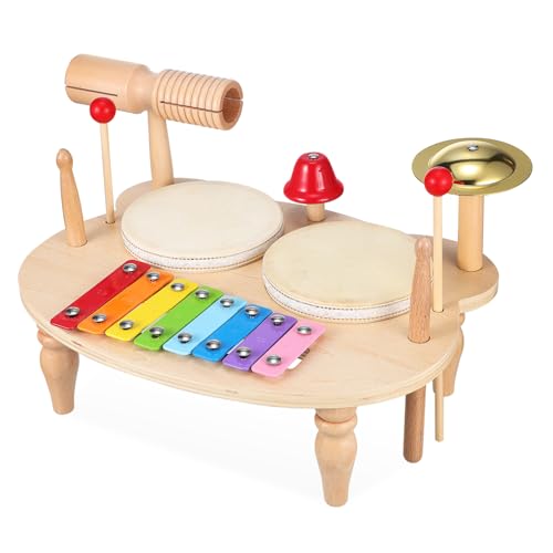 IMIKEYA Schlaginstrumente Musikspielzeug Musikinstrumente Für Kleinkinder Musikinstrumente Xylophon Handtrommel Xylophon Für Anfänger Schlagzeug-Tamburin Hölzern von IMIKEYA