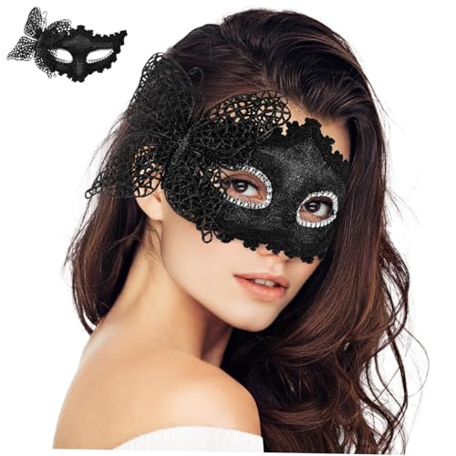 IMIKEYA Schwarze Venezianische Maske Für Frauen Elegante Maske Für Maskerade Karneval Und Kostümpartys Halbmaske Aus Dekoratives Kostüm Accessoire Für Festivals Und Feiern von IMIKEYA