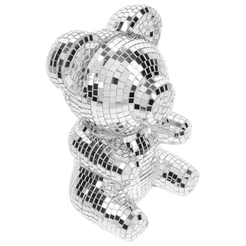 IMIKEYA Spiegelbären-Ornamente Bär Skulptur Bärenstatue reflektierende Spiegelkugeln Club-Disco-Kugel Geburtstagsgeschenk hochzeitsdekoration Discokugeln spiegeln Bar-Disco-Kugel Glas von IMIKEYA