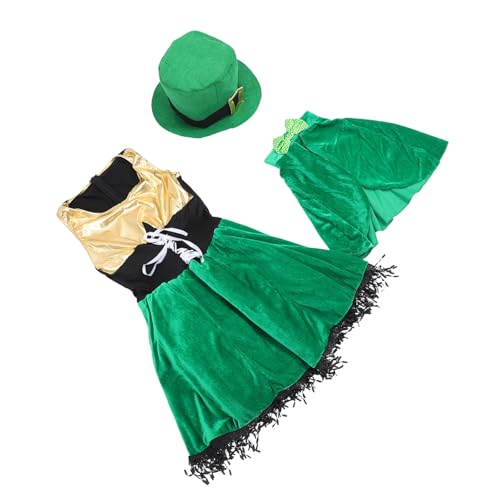 IMIKEYA St Patrick's Day Damen Kostüm Grün S Hut und Schal Irish Performance Kleid für Bühne Karneval und Festival Langlebiges Material Bequemer Sitz IMIKEYA St Patrick's Day Damen Kostüm Grün S Hut und Schal Irish Performance Kleid für Bühne Karneval und Festival Langlebiges Material Bequemer Sitz von IMIKEYA