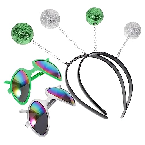 IMIKEYA Teiliges Alien Brille Und Stirnbänder Dekorative Außerirdische Brillen Für Kostümpartys Und Festivals Grüne Und Silberne Antennen Mit Bunten Gläsern Für Cosplay von IMIKEYA