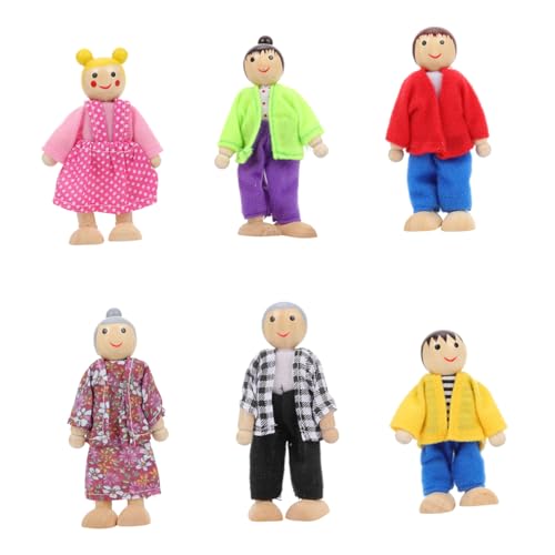 IMIKEYA Teiliges Holz Puppenfamilie Set Aus Naturholz Glückliche Miniaturfiguren Für Puppenhaus Dekoration DIY Für Handgefertigte Puppenfiguren von IMIKEYA