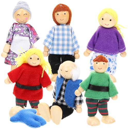 IMIKEYA Teiliges Holzpuppenfamilien Bewegliche Figuren Für Kreatives Puppen Im Blauen Outfit Ideales Für Puppenspielzeug Für Fantasievolles Rollenspiel von IMIKEYA