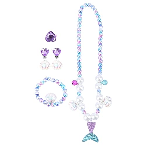 IMIKEYA Teiliges Meerjungfrau Schmuckset Für Süße Halskette Und Armband Mit Perlen Perfektes Babygeschenk Und Foto Requisiten Farbton von IMIKEYA