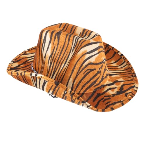 IMIKEYA Tiger Cowboyhut Cowgirlhut Hut Mit Tiger Druck Cowboyhüte Hut Mit Glitzer Kinderhut Westernhüte Tiger Partyhut Männliches Tigerkostüm Cowgirl Partydekorationen Tigerhut von IMIKEYA