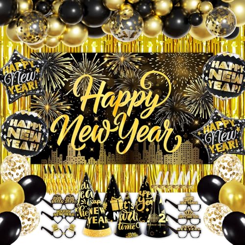 2025 Happy New Year Dekorationen Silvester Party Dekorationen Silvester Party Supplies mit Happy New Year Hintergrund von IMISHM