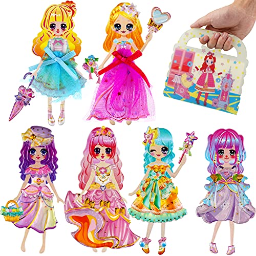 IMNEXT2U Puffy Sticker Dress Up Princess Double Layer mit Sammelalbum für Sticker Foto, 2 Blatt - Blau und Rose von IMNEXT2U