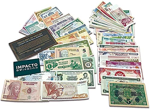 IMPACTO COLECCIONABLES 100 Geldscheine aus 100 Ländern - Banknoten Weltwährungs Sammlung - Altes Geld mit Echtheitszertifikat - Geld Scheine für Sammler & wissbegierige Kinder - Geldschein Kollektion von IMPACTO COLECCIONABLES