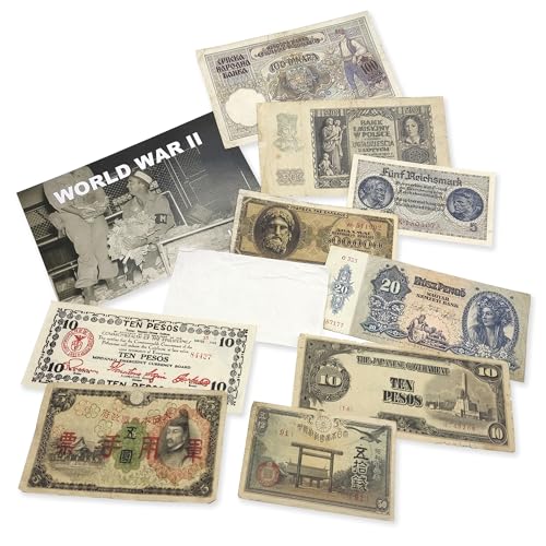 IMPACTO COLECCIONABLES Sammlerbanknoten des Zweiten Weltkriegs - 10 Banknoten, ausgegeben zwischen 1939 und 1945 - Weltbanknoten - Sammlerstück mit Echtheitszertifikat von IMPACTO COLECCIONABLES