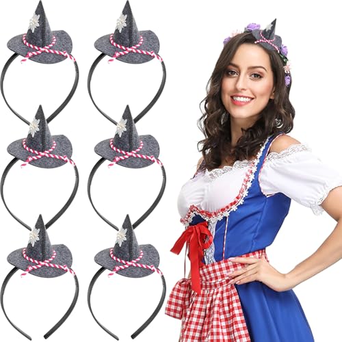 IMPPTE 6 Stück Mini Oktoberfest Hut Bayern Mini Tiroler Hut Kinder Trachtenhut Damen Seppelhut Oktoberfest Deko für Karneval Oktoberfest Kostümparty von IMPPTE