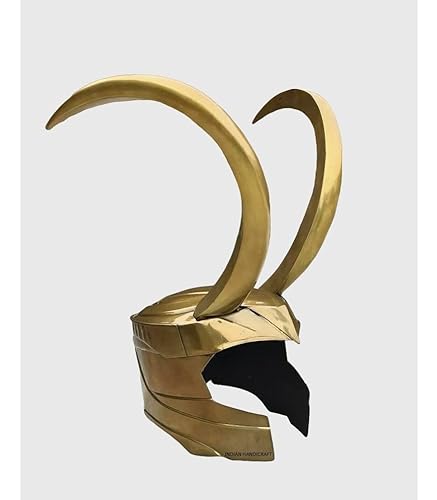 INDIAN HANDICRAFT Loki Horned Helmet Loki Series Movie Thor Ragnarok Gold Crown Mask Steel Prop Halloween Cosplay Costume X_Large von INDIAN HANDICRAFT