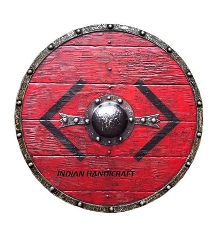 INDIAN HANDICRAFT Mittelalterlicher Schild Wikinger Bjorn Ironside Shield Shield-Maiden LARP Warrior Wood Round Shield Reenactment Armor von INDIAN HANDICRAFT