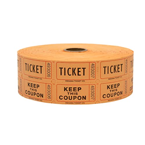 Raffle Tickets Orange 1000 per Roll 50/50 Fun Fair by Indiana Ticket Company von INDIANA TICKET COMPANY