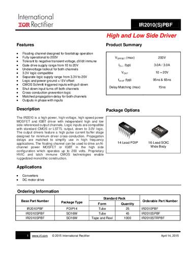 Infineon Technologies IR2010PBF SMD von INFINEON TECHNOLOGIES