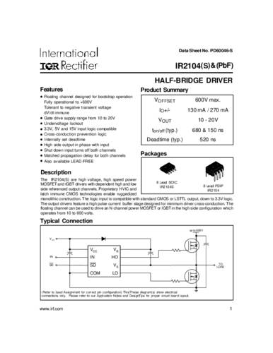 Infineon Technologies IR2104SPBF IGBT 2 SOIC-8 von INFINEON TECHNOLOGIES