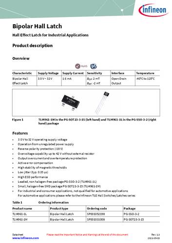 Infineon Technologies Magnetsensor TLI49611MXTSA1 3 - 32V Messbereich: 0.5 - 3.5 mT Tape on Full ree von INFINEON TECHNOLOGIES