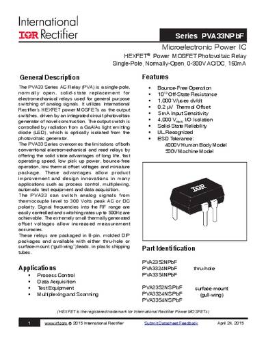 Infineon Technologies PVA3354NPBF PhotoMOS-Relais 2A Polzahl: 8 Tube von INFINEON TECHNOLOGIES