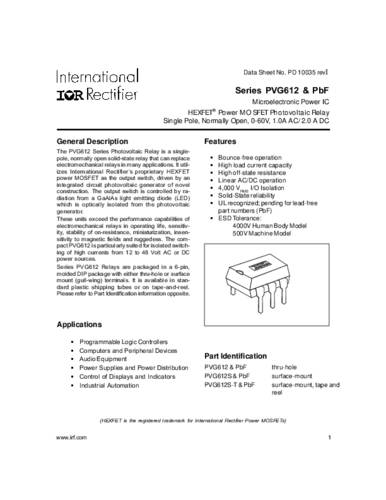 Infineon Technologies PVG612PBF PhotoMOS-Relais 1 St. 0.55A Polzahl: 6 Tube von INFINEON TECHNOLOGIES