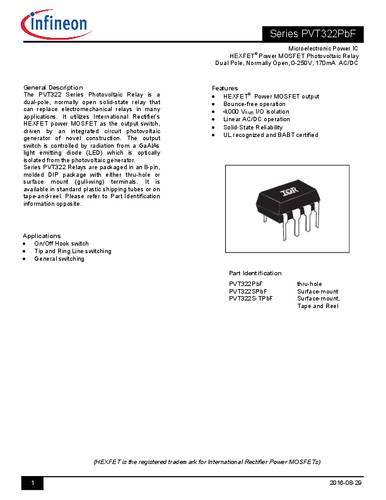 Infineon Technologies PVT322SPBF PhotoMOS-Relais 0.17A Polzahl: 8 Tube von INFINEON TECHNOLOGIES