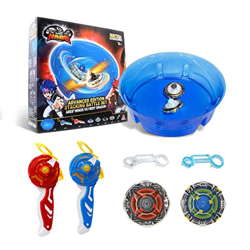 INFINITY NADO Battle Set Aufsetzbare Kreisel 2 pcs Mit Kampfarena, Spielset Arena mit 2 Kreiseln, 2 aufsetzbaren Launcher und 2 Ringen, Battle Tops Spinning Tops Spielzeug für Kinder ab 5 Jahren von Infinity Nado