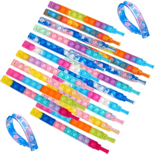 INGJIA 20 PCS Pop Armband es Fidget Toys Pack, Fidget Armband Birtyday Party Geschenke, Dekompression Armband mit Autistic & ADHD, Fidget Armband als Party Bag Fillers für Kinder von INGJIA