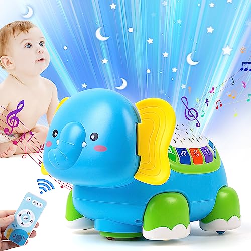 INHDBOX Baby Spielzeug 6 Monate, Baby Spielzeug 1 Jahr Baby Musik Spielzeug mit Licht und Projektor, Baby 6 Monate Elefant Krabbelspielzeug Baby Neugeborenen Spielzeug Babyspielzeug 1 Jahr Spielzeug von INHDBOX