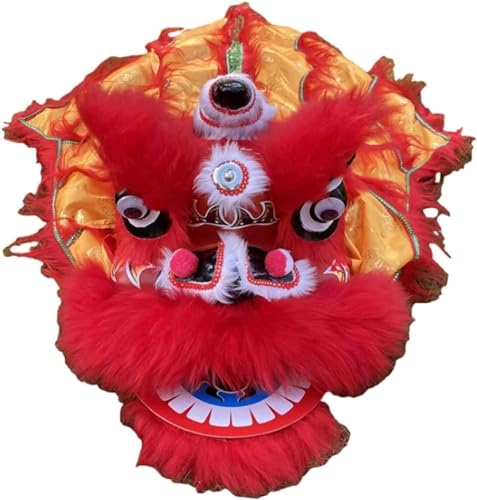 ININOSNP Drachen- und Löwentanz-Requisiten, Südlöwen-Satin-Drachen-Maskottchen-Kostüm, chinesische traditionelle Volkskunst-Aufführung, Löwentanz-Aufführung(Color:A,Size:12in) von ININOSNP
