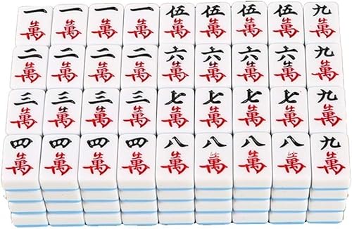 ININOSNP Mahjong Chinesische Version Mahjong-Spielset inklusive 146 Spielsteinwürfeln, 2 Würfeln und Aufbewahrungstasche Mahjong-Spielsteine von ININOSNP
