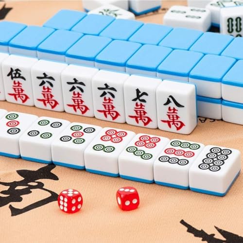 ININOSNP Mahjong Chinesisches Mahjong-Spielset Tragbares Mahjong-Spielset aus Acrylmaterial von ININOSNP