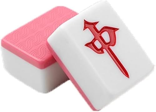 ININOSNP Mahjong Hochwertiges großes Mahjong mit 144 gravierten Steinen, Unterhaltung for den Haushalt, Hand-Mahjong(Pink,44#) von ININOSNP