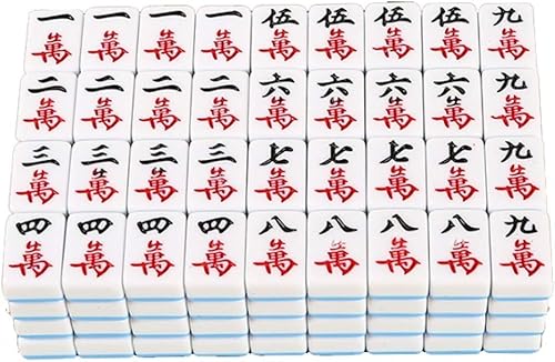ININOSNP Mahjong-Kartenset, klassisches chinesisches Mahjong-Spielset, tragbare Mini-Mahjong-Aufbewahrungstasche, Schachbrettspiel(Bianco) von ININOSNP