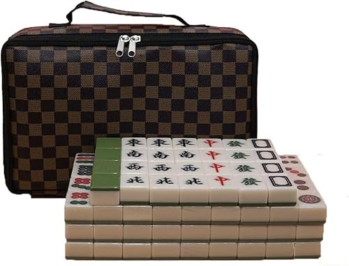 ININOSNP Mahjong Klassisches chinesisches Mahjong Haushaltshand Mahjong Gewöhnlicher tragbarer Reise-Mahjong-Anzug(42x31x21mm) von ININOSNP