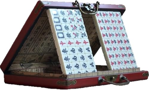 ININOSNP Mahjong Klassisches chinesisches Mahjong-Spielset, tragbarer Reise-Mahjong-Anzug mit Aufbewahrungsbox von ININOSNP