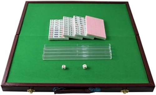 ININOSNP Tragbarer Faltbarer Tisch Mini Mahjong Set Mahjong Traditionelle Ausgabe Spielset Mahjong(Pink) von ININOSNP
