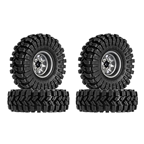 INJORA 1.0" Beadlock Felgen Reifen Sat -3.78mm Offset für 1/18 1/24 RC Crawler Auto Axial SCX24 FMS FCX24 TRX4M,Grau(W1004-T1014) von INJORA