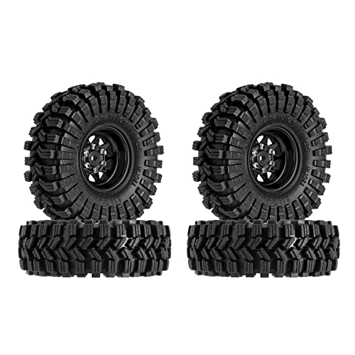 INJORA 1.0" Beadlock Felgen Reifen Sat -3.78mm Offset für Axial SCX24 FMS FCX24 FCX18 TRX4M AX24 1/18 1/24 RC Crawler Auto, Schwarz von INJORA