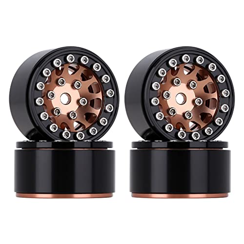 INJORA 1.0 Felgen RC Metal Beadlock Wheels Felgen für alle 1/24 Scale Axial SCX24 Deadbolt RC Crawler Auto Upgrades Zubehör (Schwarz＆Kupfer) von INJORA