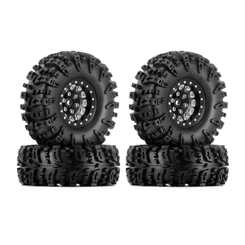 INJORA 1.3 Beadlock Reifen Set S5 Swamp Claw Gelände Felgen Reifen 70 * 27mm für TRX4M SCX24 1/18 1/24 RC Crawler Auto,Schwarz von INJORA