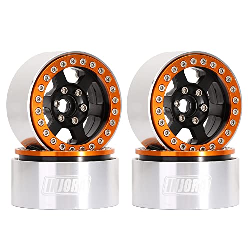 INJORA 1.9 Beadlock Rad CNC Aluminium 6-Speichen Felgen Nabe für 1/10 RC Crawler Car Axial SCX10 I II III Redcat Gen7 Gen8 TRX4 VS4-10,Orange von INJORA