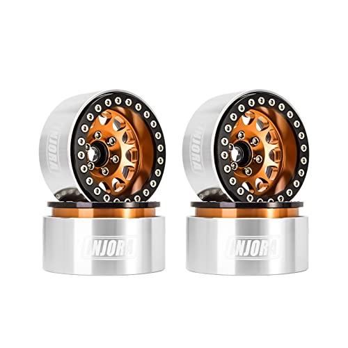 INJORA 1.9 Beadlock Rad Deep Dish Negative Offset 10.4mm CNC Aluminium Felge für 1/10 RC Crawler Auto Axial SCX10 90046 AXI03007 TRX4 VS4-10 Gen8 MST CFX,Gold von INJORA