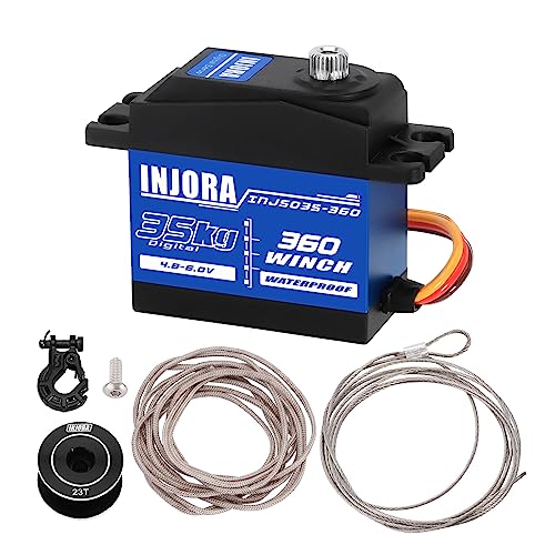 INJORA 35KG Digital Servo wasserdichte 360 °-Drehung 23T 25T Servo Winden Spule für RC Crawler Auto Boot Modell von INJORA