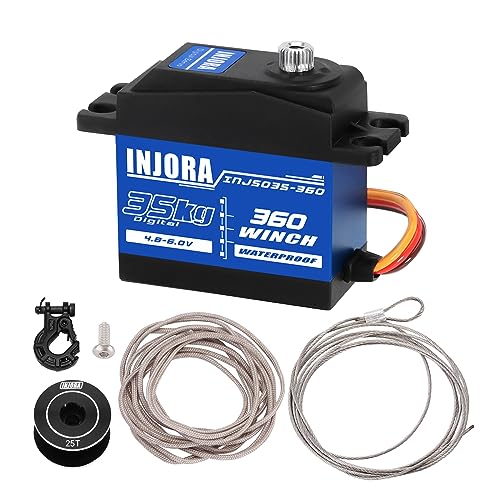 INJORA 35KG Digital Servo wasserdichte 360° Rotation 25T Servo Winde Spule für SCX10 PRO RC Raupe Auto Boot Modell… von INJORA