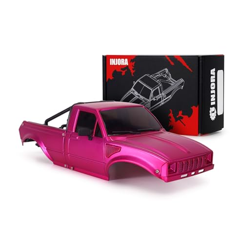 INJORA IR60-24 Pickup Hardbody Schale Karosserie mit Bettrahmen für 1/24 RC Crawler Axial SCX24 C10 Bronco Deadbolt Wrangler (Rosa) von INJORA