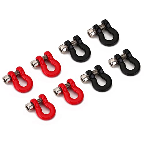 INJORA Metall Stoßstange D-Ring Abschlepphaken 8PCS Mini Abschlepphaken für 1/24 RC Raupenfahrzeug Auto Axial SCX24 Aufrüstteile, 7X10mm von INJORA