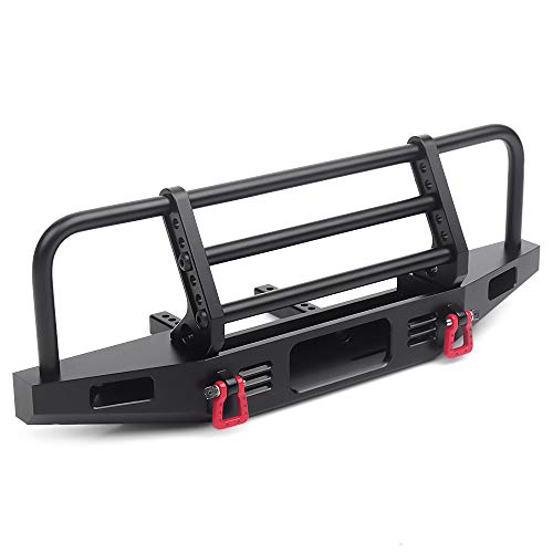 INJORA RC Frontstoßstange Front Bumper mit Trailer Haken für 1:10 RC Crawler Traxxas TRX4 Defender Axial SCX10 SCX10 II 90046 90047 (Schwarz) von INJORA