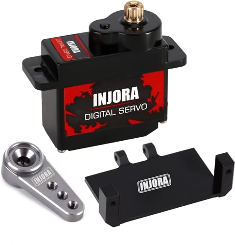 INJORA RC Servo 12g Digital Servo mit Metall Halterung und 15T Arm für RC Axial SCX24 Auto Modell Upgrade Teile von INJORA