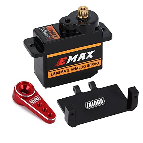 INJORA RC Servo Motor Lenkung Servo mit Servo Halterung und Arm für RC Auto Boot Modell Teile Axial SCX24 AX24 Upgrade Teile,Rot von INJORA