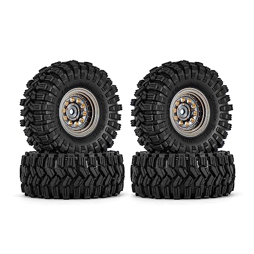 INJORA Schwarze Beschichtung Messing 1.0 Beadlock Rad Reifen Set für Axial SCX24 AX24 TRX4M FCX24 Upgrade 1/24 1/18 RC Crawler Auto,Grau von INJORA